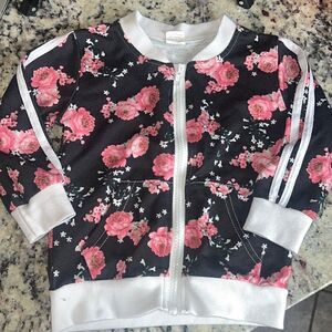 Unbranded Black Floral Zip up Sweater